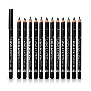 12 Pcs Black Eyebrow Pencil Eyeliner Set, Waterproof Eye Brow Pencil, Easy to Co